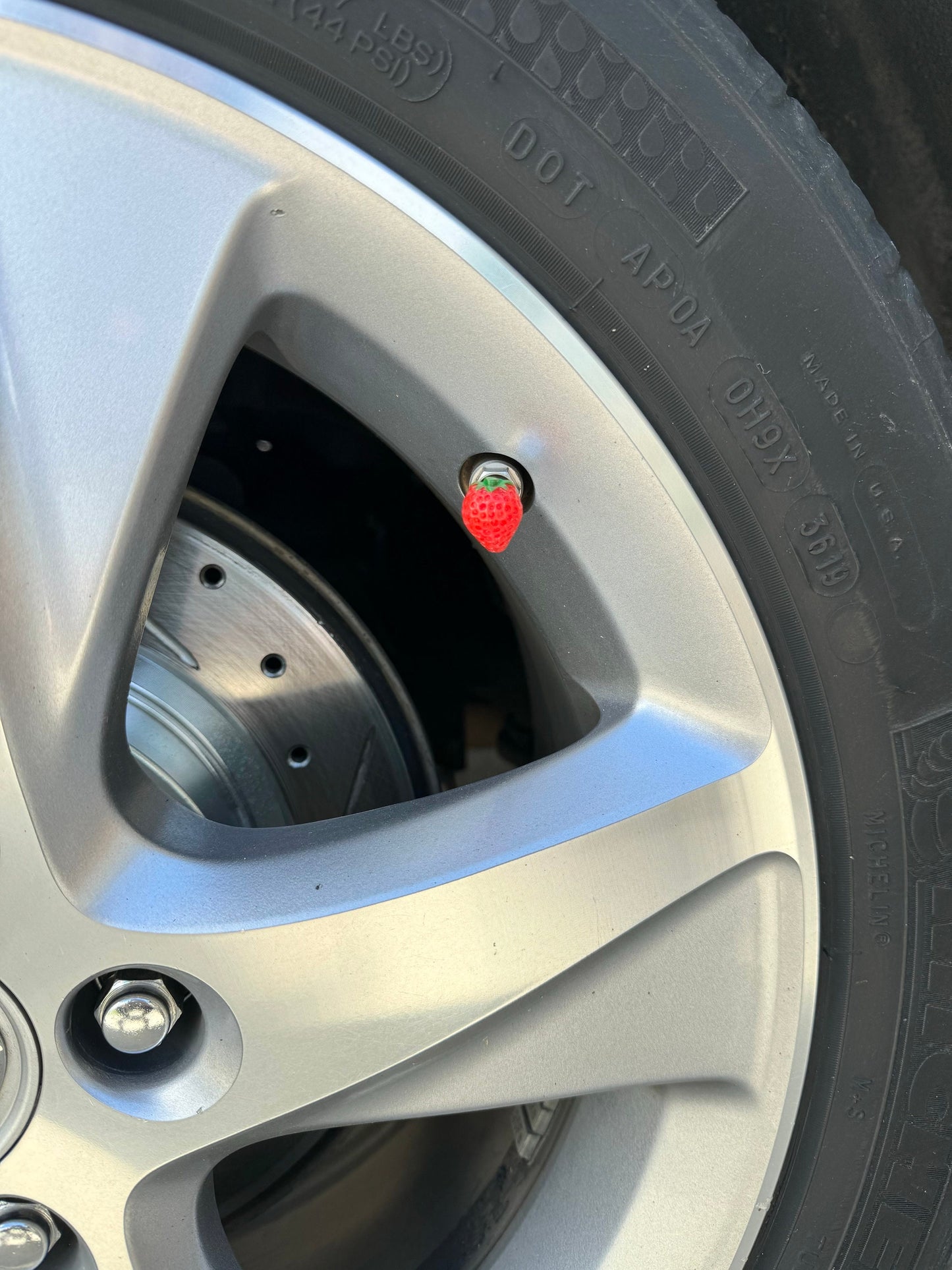 Red Strawberry Tire Valve Stem Caps | Set of 6 |