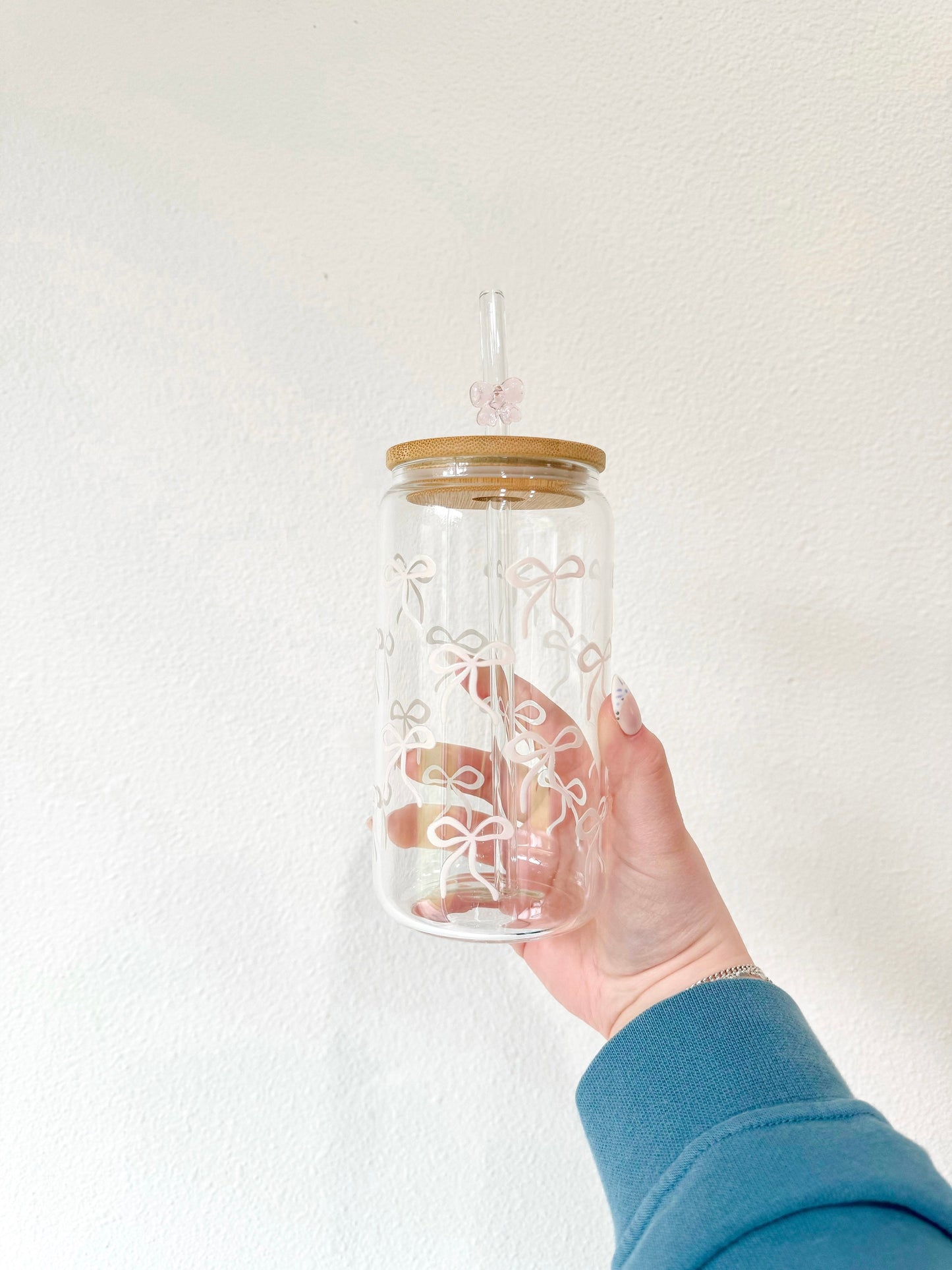 Bow Aesthetic Glass Cup | 16oz