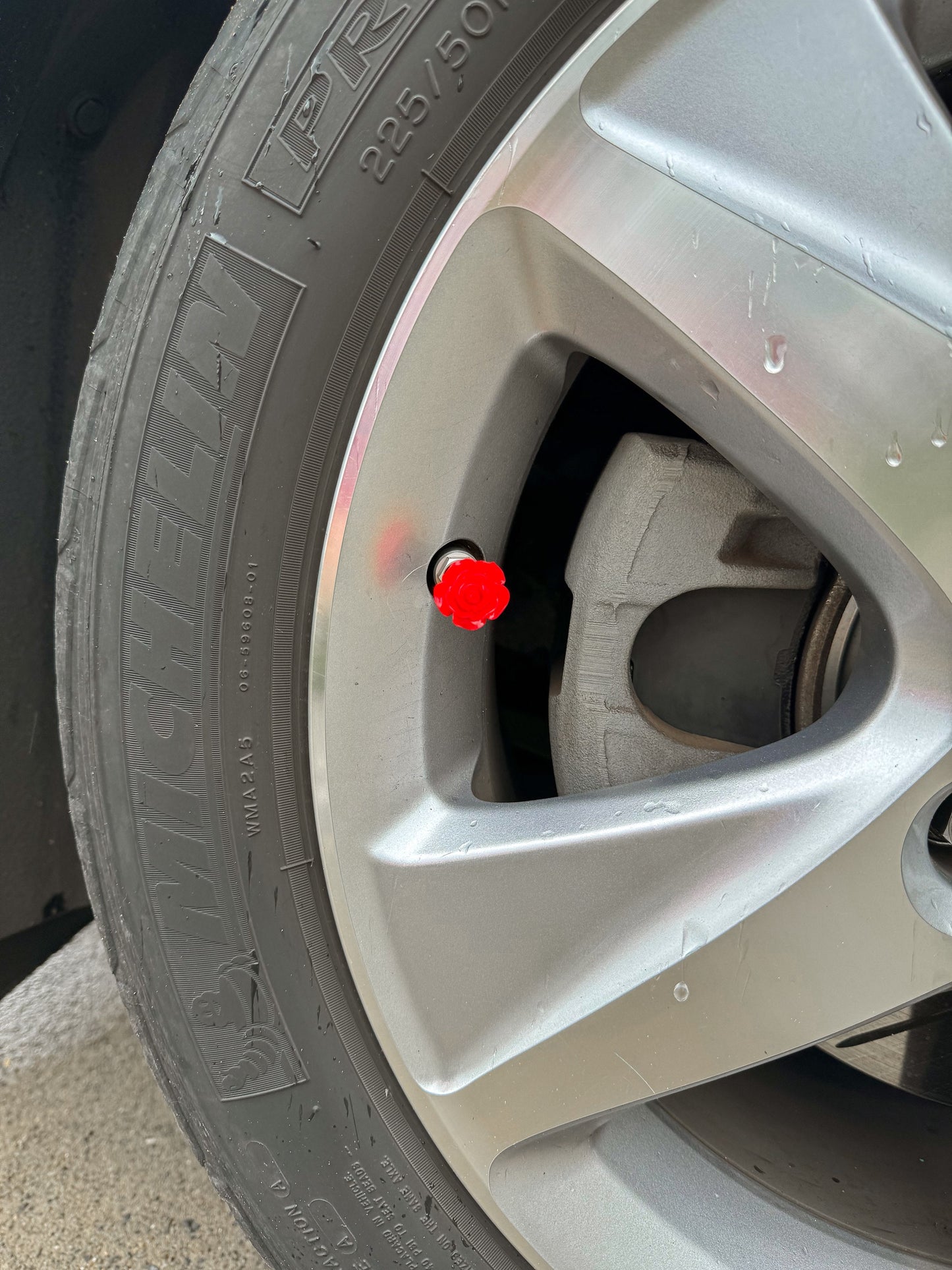 Red Rose Tire Valve Stem Caps | Set of 6 |