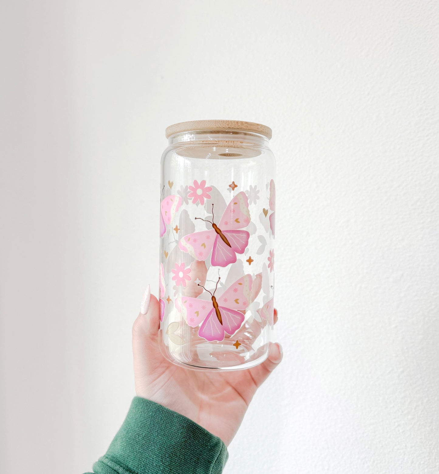 Lavender Butterfly Glass Cup | 16oz