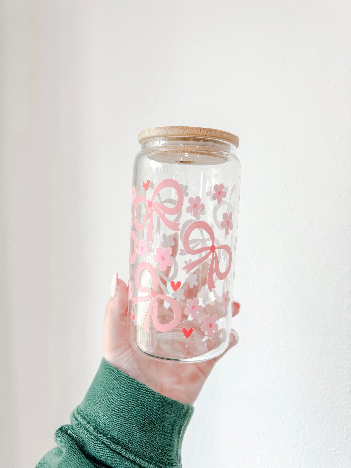 Floral Bow 16oz Glass