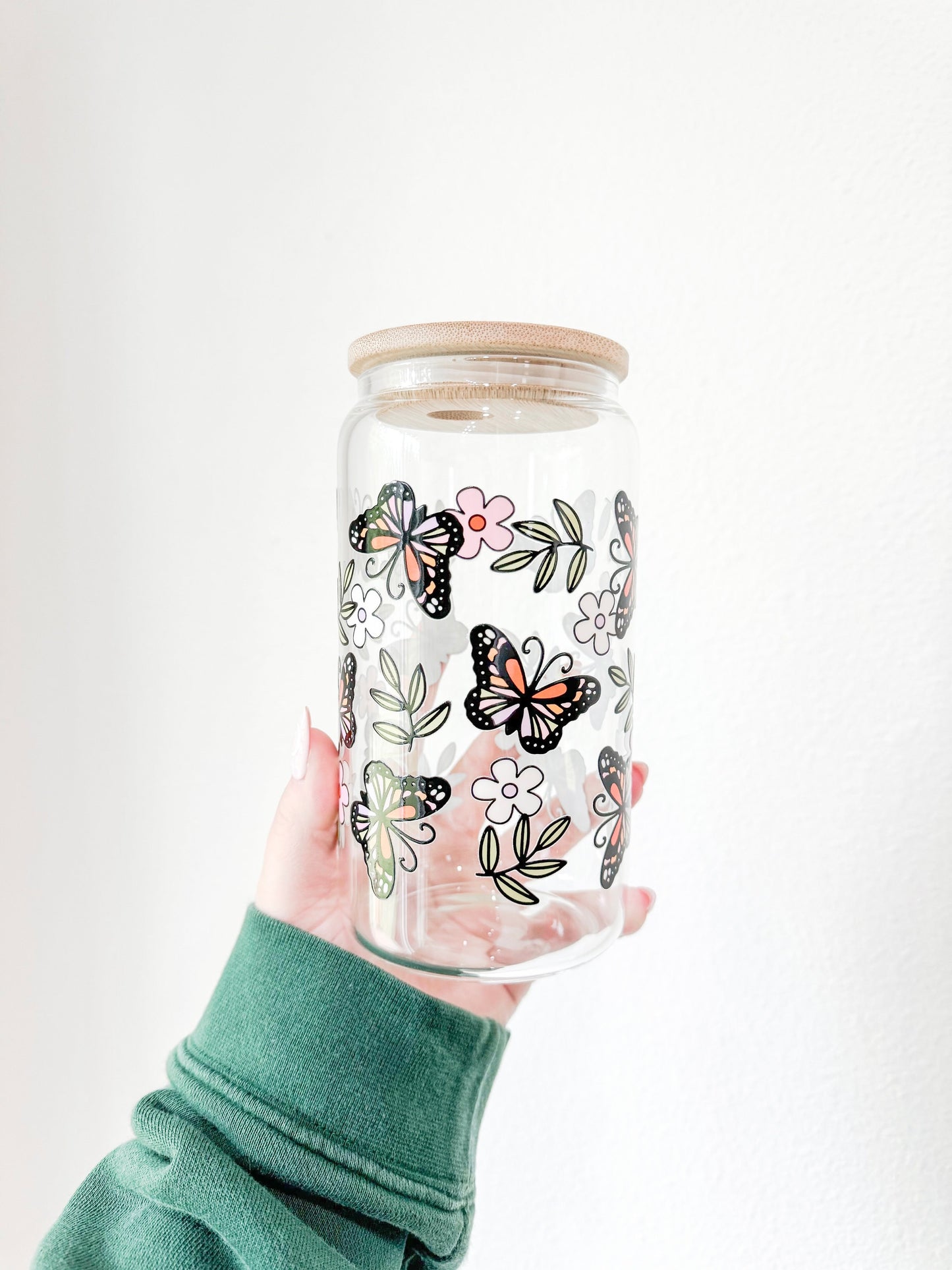 Garden Butterfly 16oz Glass