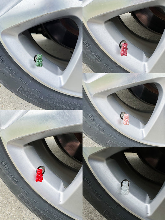 Tiny Bear Tire Valve Stem Caps | Set of 6 | Custom