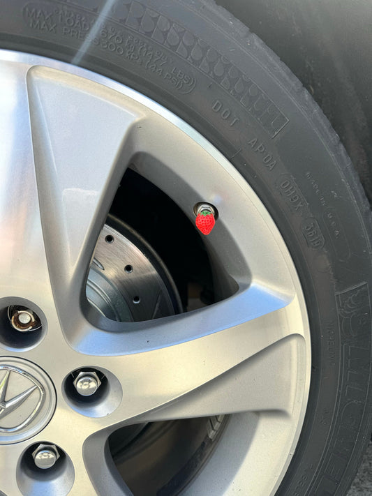 Red Strawberry Tire Valve Stem Caps | Set of 6 |