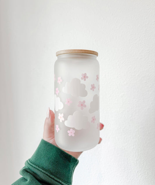 Floral Cloud Glass Cup | 16oz
