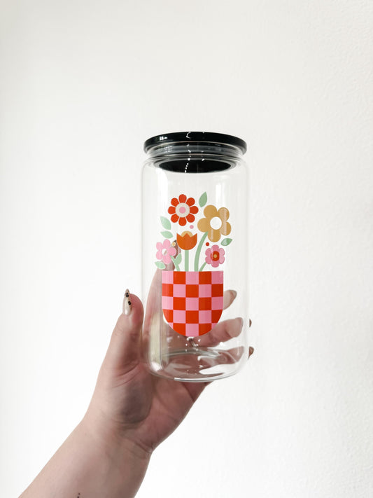 Wildflower Bouquet Glass Cup | 16oz