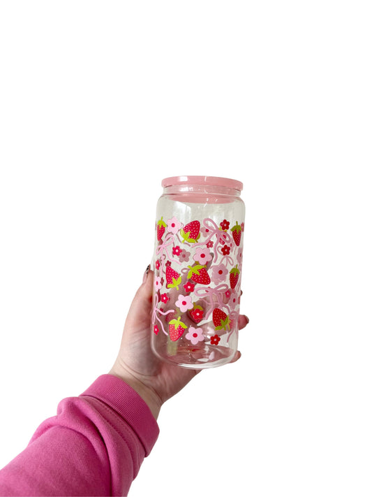 Coquette Strawberry Glass Cup | 16oz