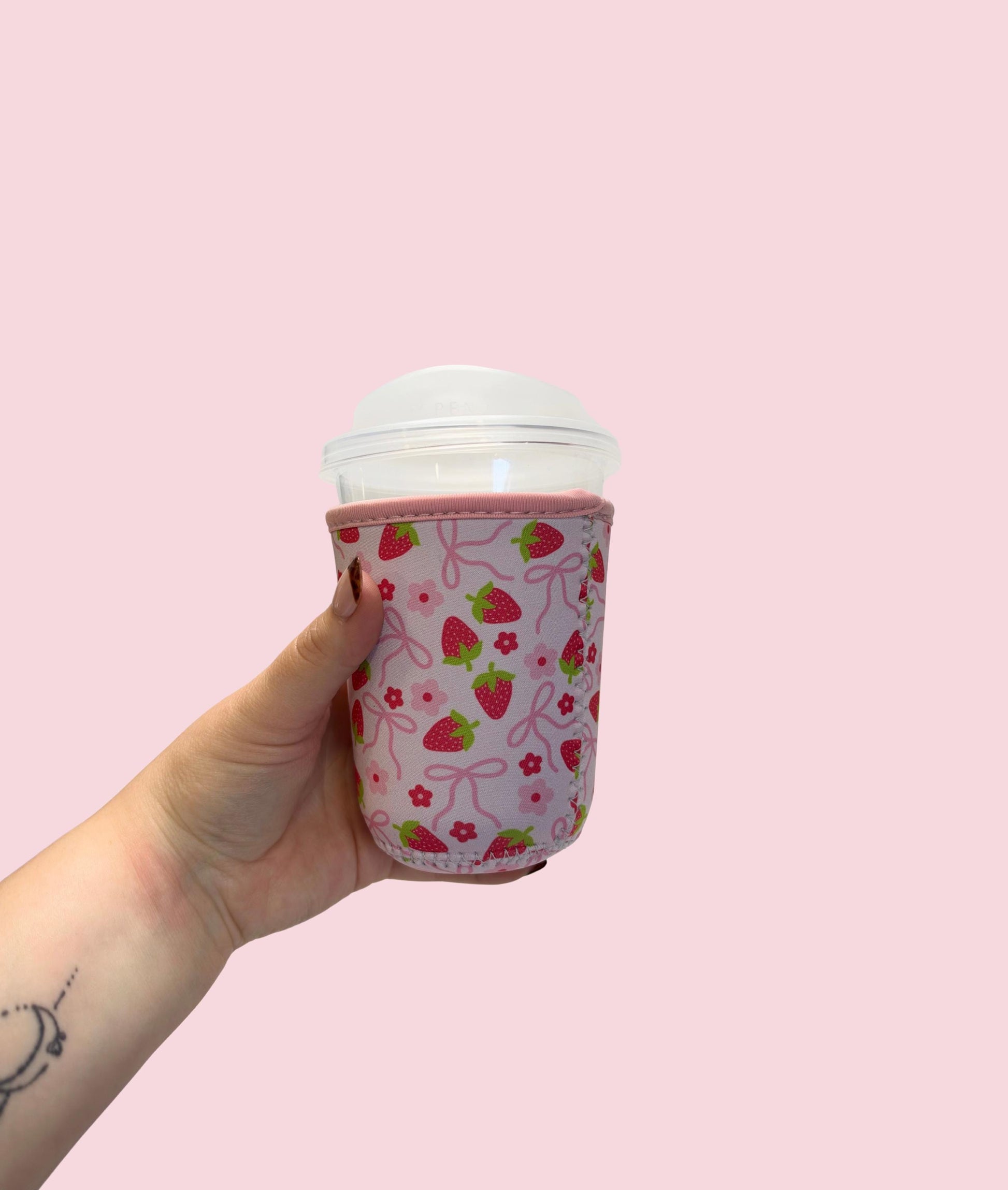 Strawberry & Bow Coffee Sleeve