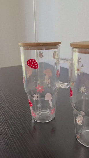 Retro Daisy Glass Tumbler | 32 oz | Custom